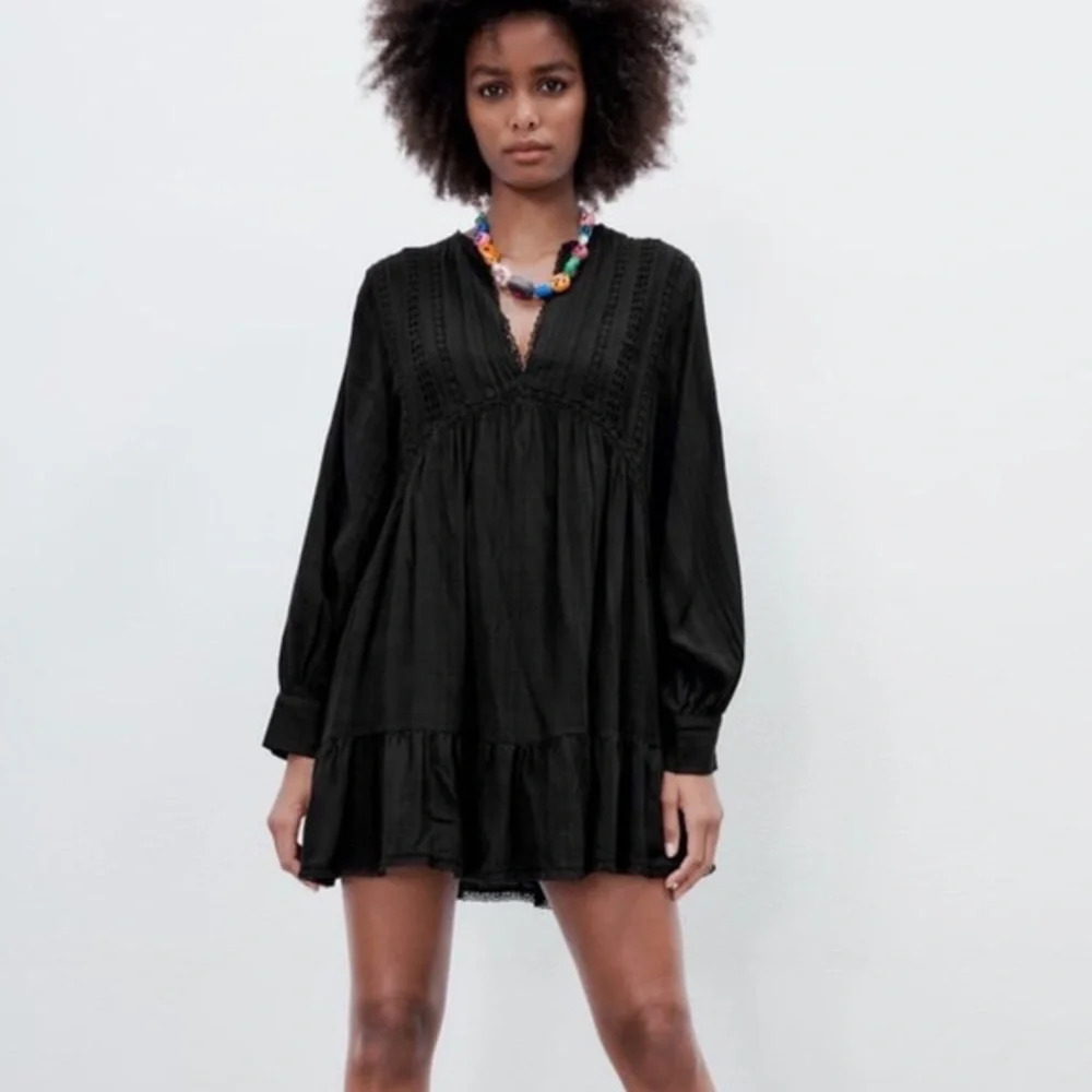Zara textured weave dress black